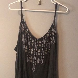 Torrid grey tank with blue and white detail